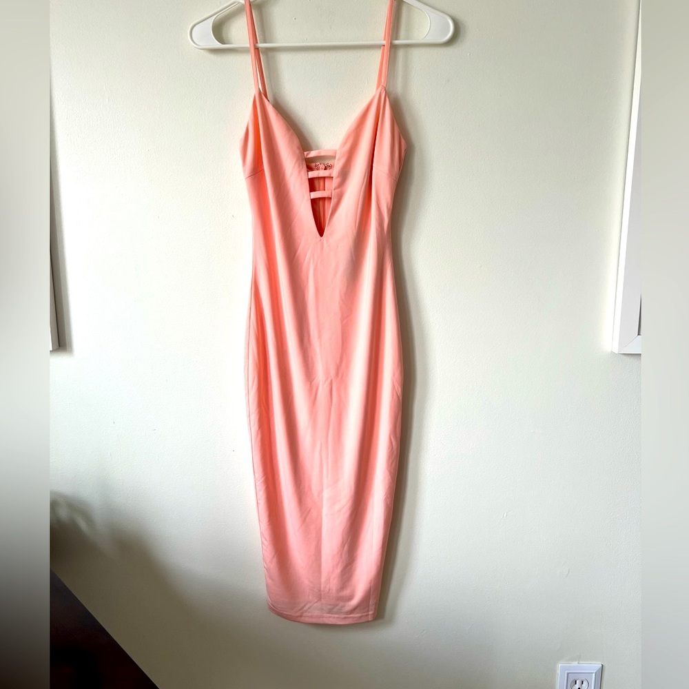Dance & Marvel Peach Spaghetti Strap Slim Dress